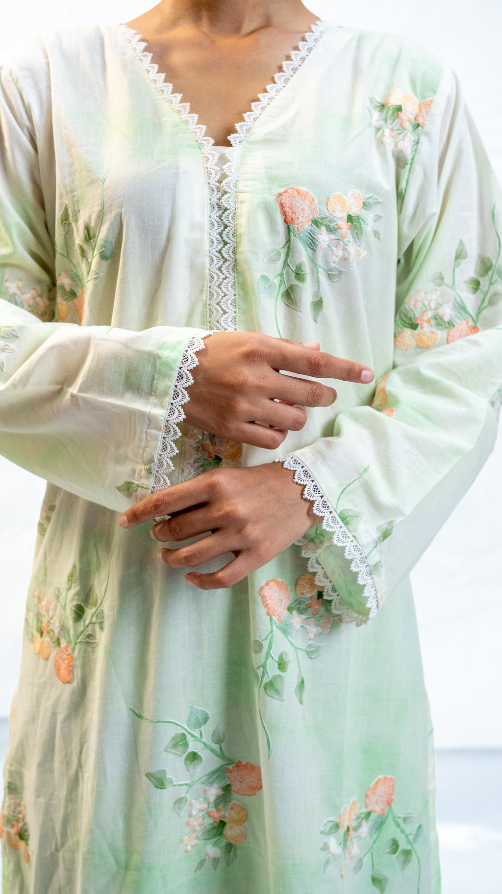 chikankari long kameez