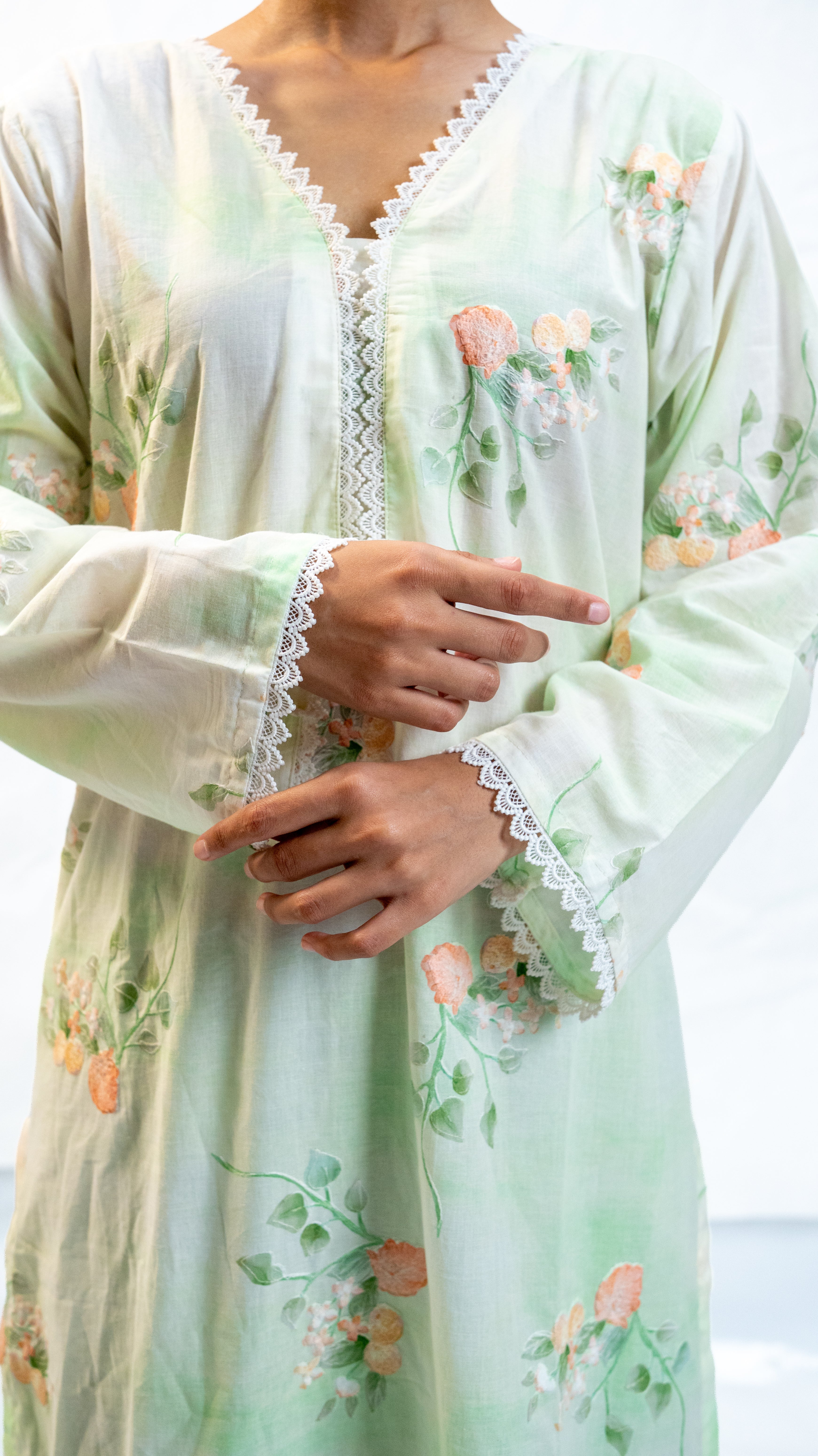 chikankari long kameez