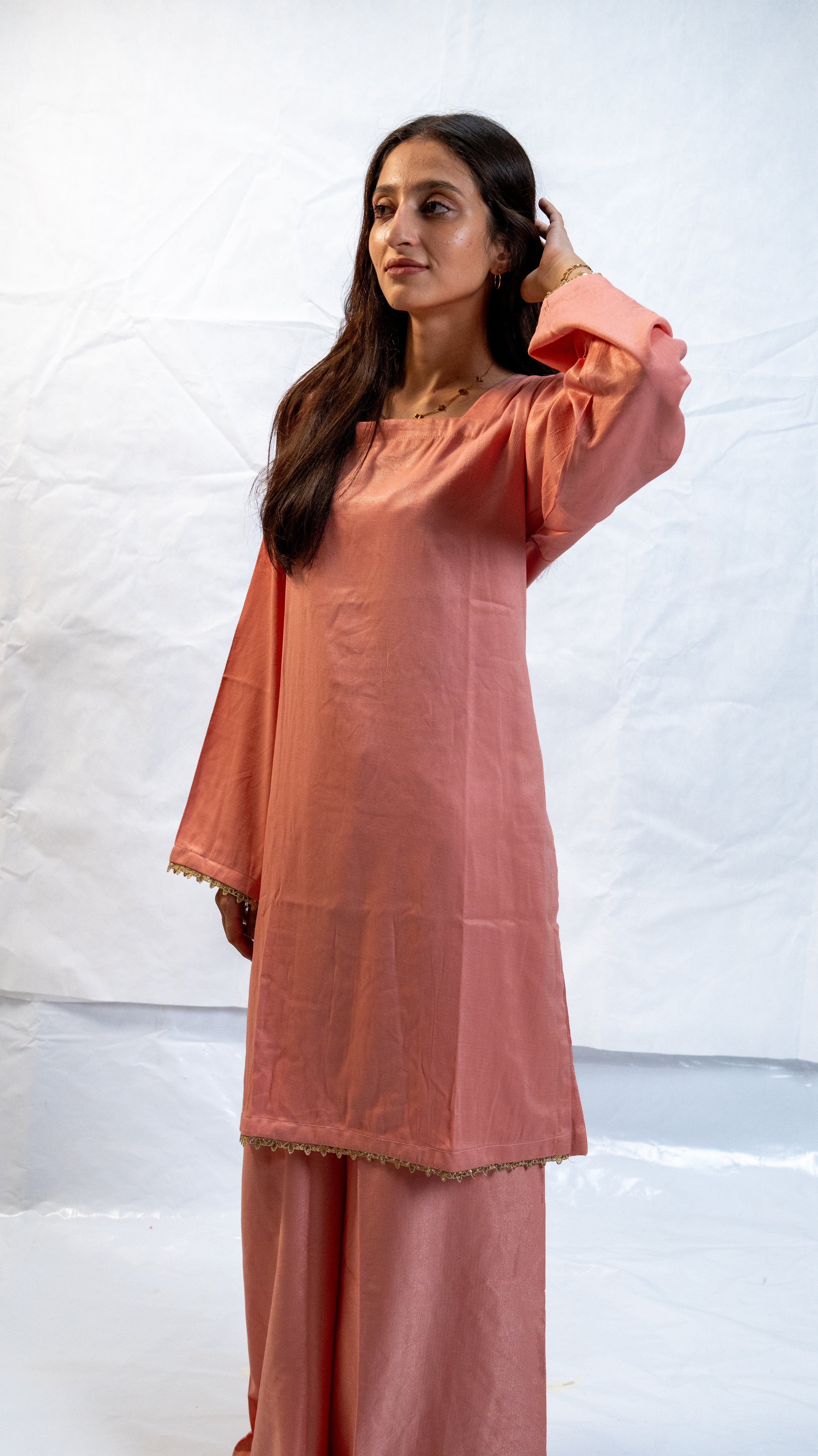silk sharara | peach