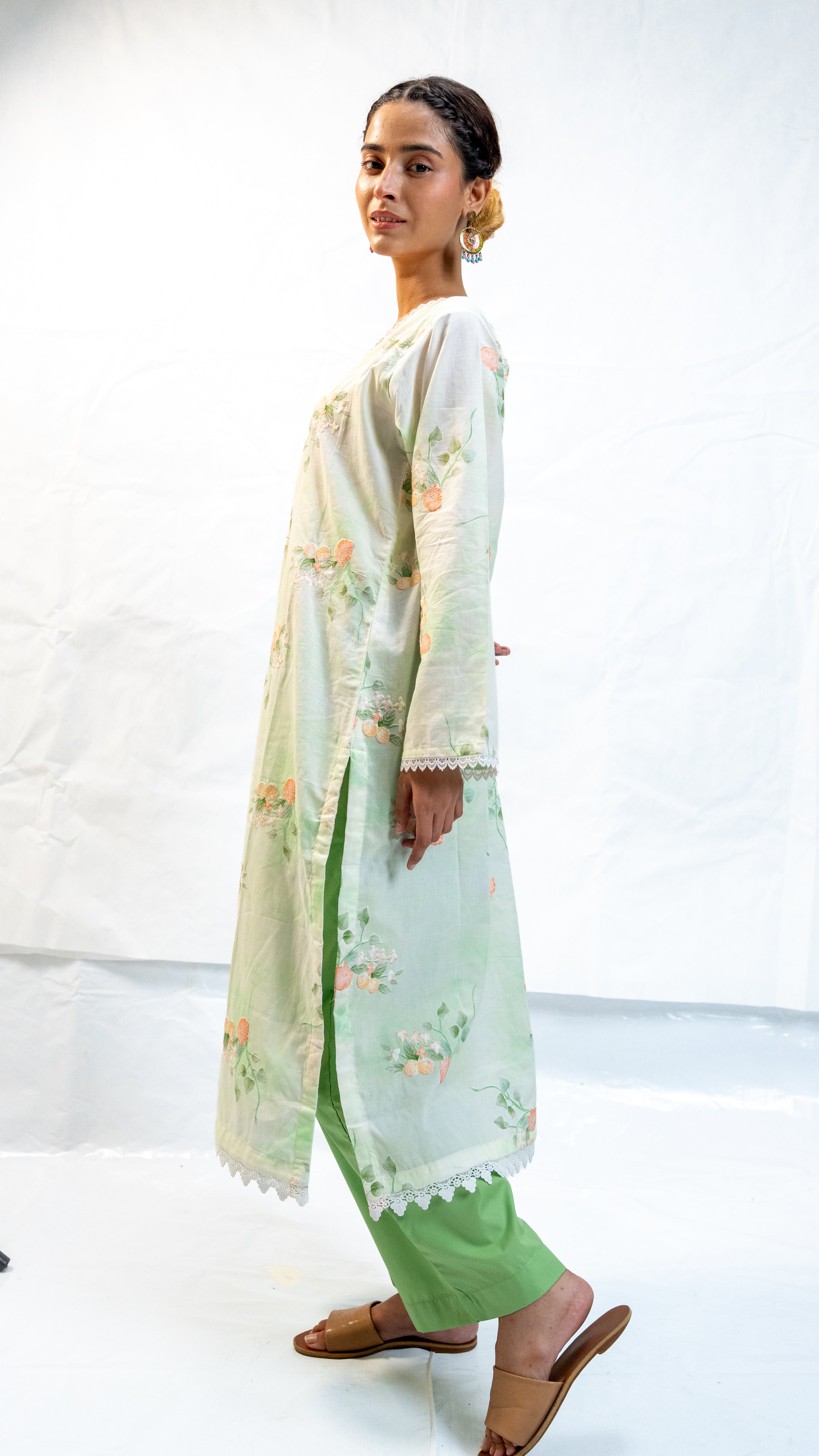 chikankari long kameez