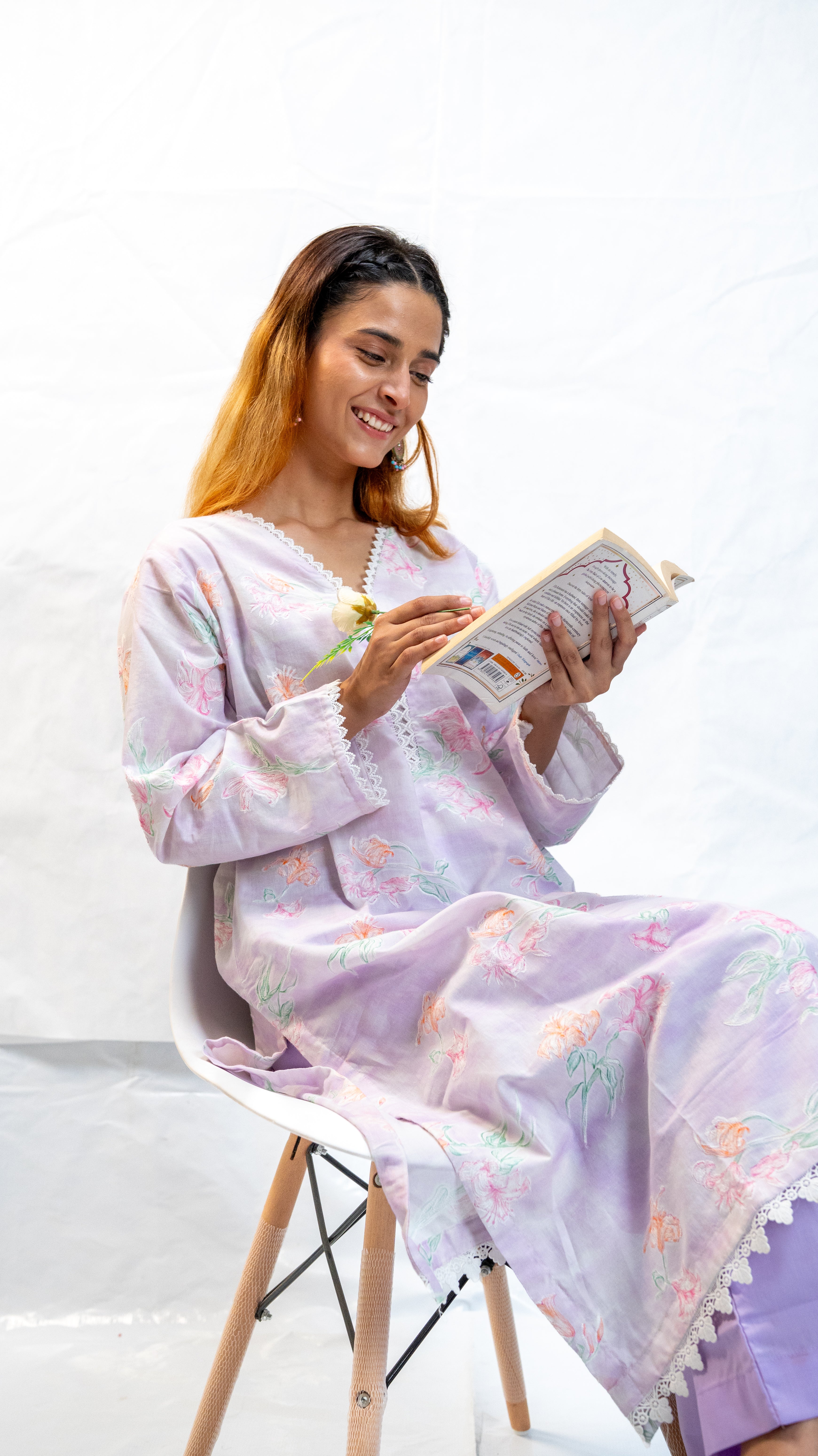 chikankari long kameez